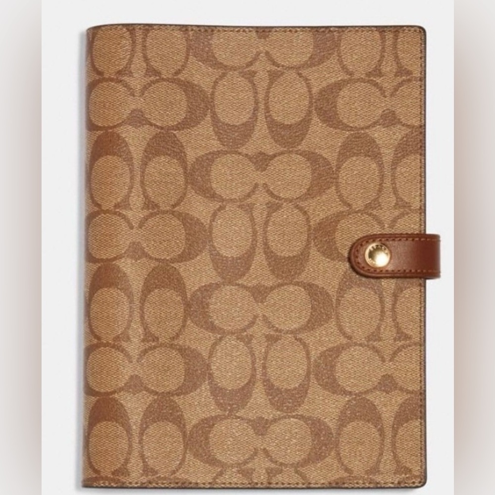 Coach Brown Signature Leather Canvas Notebook